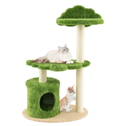 97 Cm Cute Cat Tree with Fully Wrapped Sisal Scratching Posts