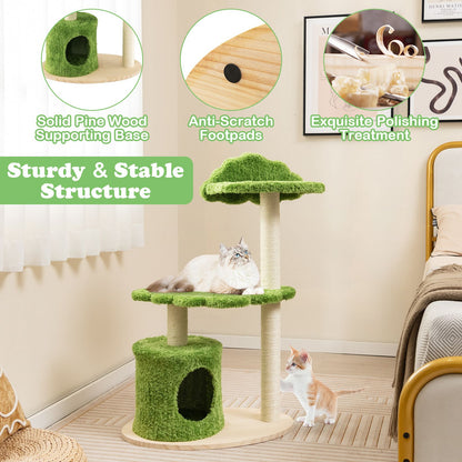 97 Cm Cute Cat Tree with Fully Wrapped Sisal Scratching Posts